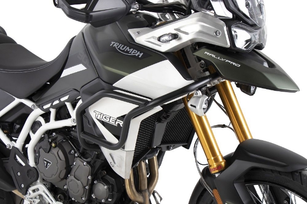 Afbeeldingen van Tank valbeugel ''Solid'' (tank guard) zwart Hepco&Becker Triumph Tiger 900 Rally/GT/Pro '20-'23