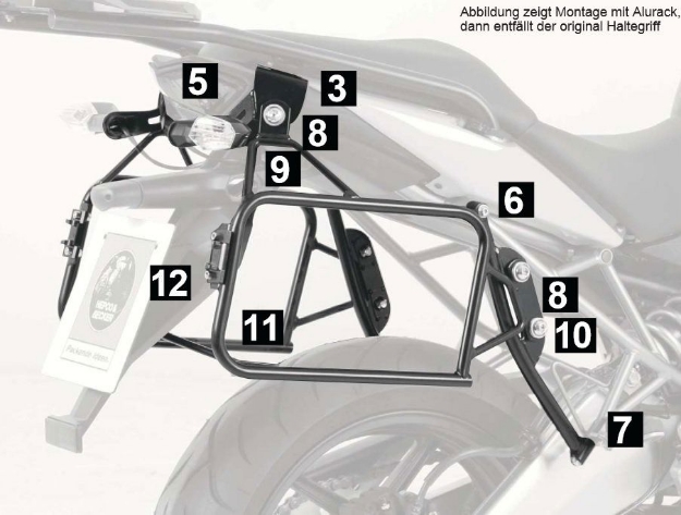 Afbeeldingen van kofferrek zwart Lock-it Hepco & Becker Kawasaki VERSYS '10-