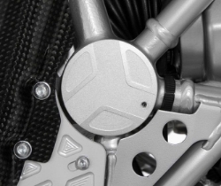 Afbeeldingen van Swingarm pivot covers EDGE design right BMW R1200GS/Adv. -'13 // HP2-Enduro - silver