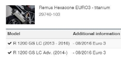 Afbeeldingen van Remus Hexacone EURO3 BMW R1200GS LC '13-'16/ Adventure '14-- titanium Wunderlich