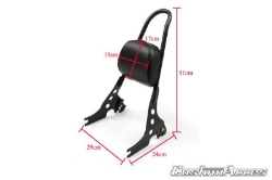 Afbeeldingen van Sissybar zwart Custom Acces model Speed voor diverse Harley Davidson modellen