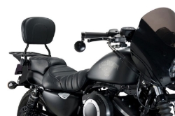 Afbeeldingen van Sissybar zwart Custom Acces model Luxus Sportster voor diverse Harley Davidson modellen