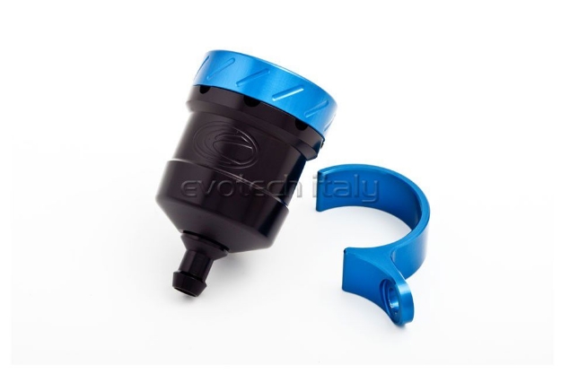 Afbeeldingen van Remvloeistofpotje aluminium 15ml Evotech zwart/blauw