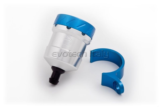 Afbeeldingen van Remvloeistofpotje aluminium 15ml Evotech zilver/blauw