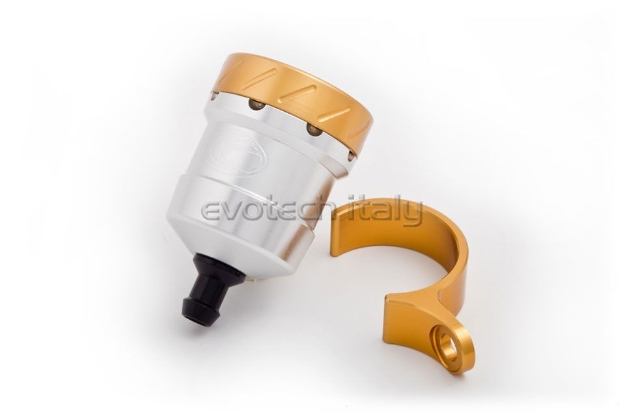 Afbeeldingen van Remvloeistofpotje aluminium 15ml Evotech zilver/goud
