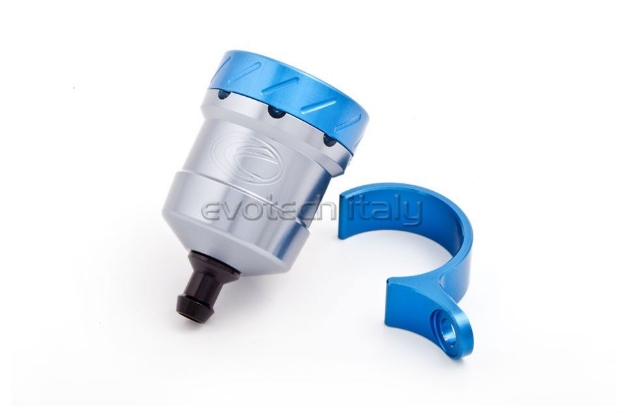 Afbeeldingen van Remvloeistofpotje aluminium 15ml Evotech titanium/blauw