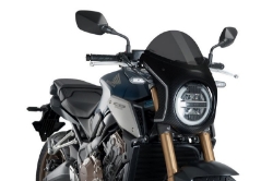 Afbeeldingen van Stuurkuipje carbon look model retro fairing met ruitje Puig Honda CB650R '19-23 / CB1000R '18-20 donker getint