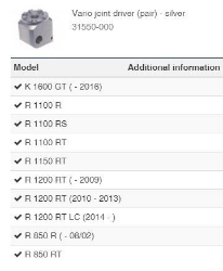 Afbeeldingen van Vario joint driver (pair) diverse BMW modellen - silver Wunderlich