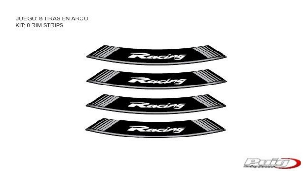 Afbeeldingen van Velglint Puig met logo diverse modellen Racing-Zilver