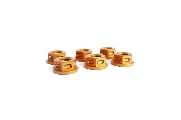 Afbeeldingen van Tandwielmoer aluminium Evotech TBK6-073 -goud