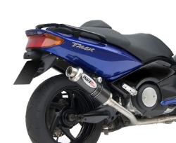 Afbeeldingen van MIVV compleet systeem met steel black GP demper Yamaha T-MAX 500 '01-'07