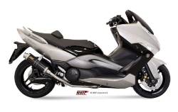 Afbeeldingen van MIVV compleet systeem met steel black GP demper Yamaha T-MAX 500 '08-'11