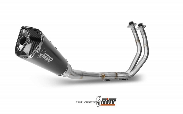 Afbeeldingen van MIVV 2-1 systeem High Up met Delta Race Black RVS demper Yamaha MT-07 '14-23