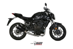 Afbeeldingen van MIVV 2-1 systeem High Up met Delta Race Black RVS demper Yamaha MT-07 '14-23