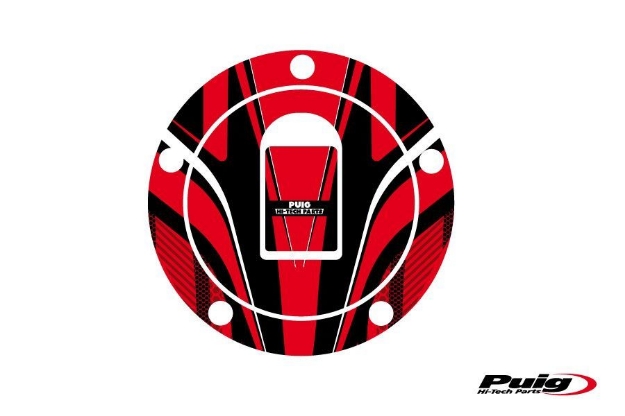 Afbeeldingen van Tankdopcover Radikal Puig voor diverse Kawasaki modellen van '00-'05-Rood