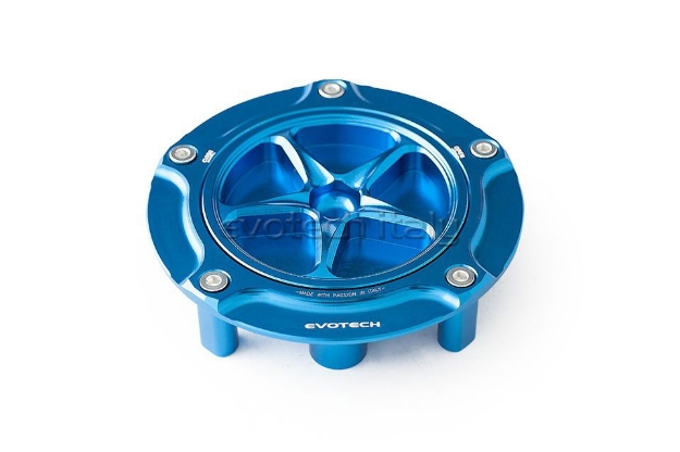 Afbeeldingen van Tankdop Evotech met schroefdop Honda (diverse modellen) blauw/blauw