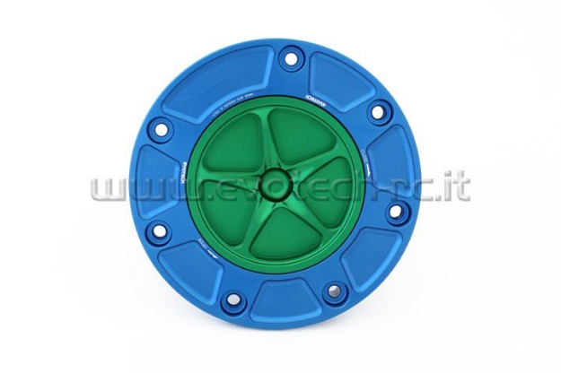 Afbeeldingen van Tankdop Evotech met schroefdop Honda (diverse modellen) blauw/groen