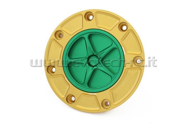 Afbeeldingen van Tankdop Evotech met schroefdop Honda (diverse modellen) goud/groen