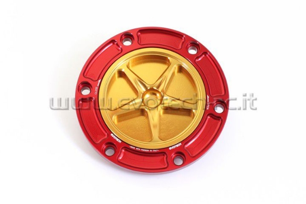 Afbeeldingen van Tankdop met schroefdop Evotech diverse Aprilia / KTM / MV Agusta / Triumph (ATB2) rood/goud