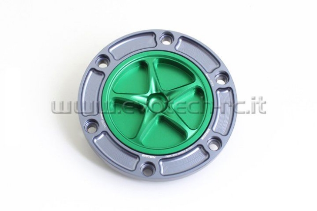 Afbeeldingen van Tankdop met schroefdop Evotech diverse Aprilia / KTM / MV Agusta / Triumph (ATB2) titanium/groen