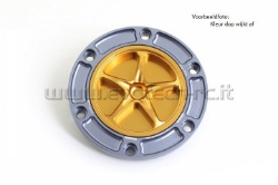 Afbeeldingen van Tankdop met schroefdop Evotech diverse Aprilia / KTM / MV Agusta / Triumph (ATB2) titanium/oranje