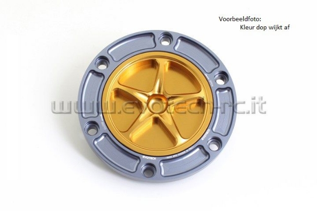 Afbeeldingen van Tankdop met schroefdop Evotech diverse Aprilia / KTM / MV Agusta / Triumph (ATB2) titanium/oranje