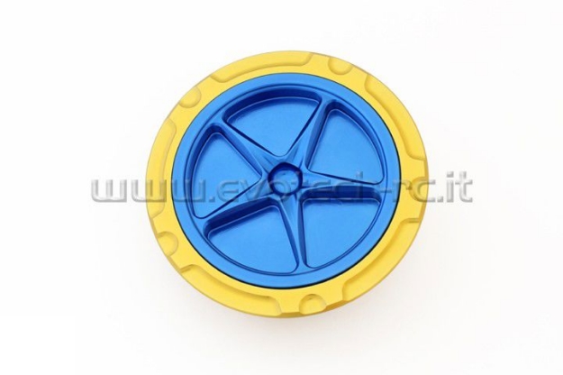 Afbeeldingen van Tankdop met schroefdop van Evotech voor de BMW S1000RR 2009- goud/blauw