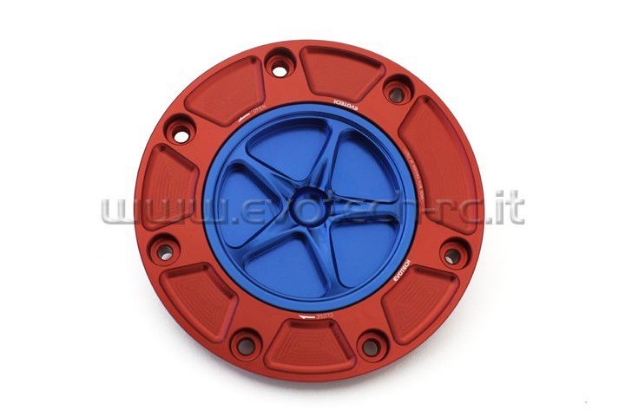 Afbeeldingen van Tankdop met schroefdop Evotech Honda rood/blauw