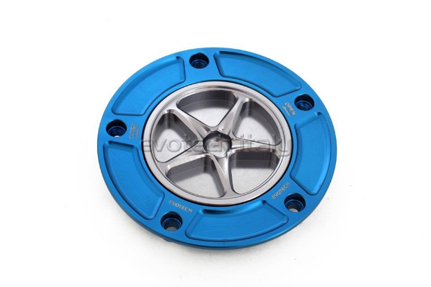 Afbeeldingen van Tankdop met schroefdop Evotech diverse Kawasaki modellen blauw/titanium