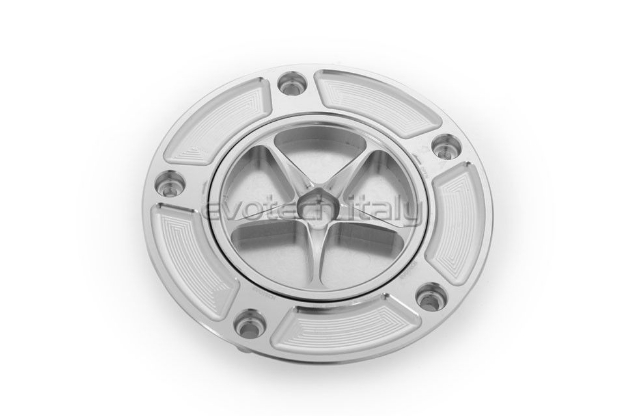 Afbeeldingen van Tankdop met schroefdop Evotech diverse Kawasaki modellen zilver/zilver