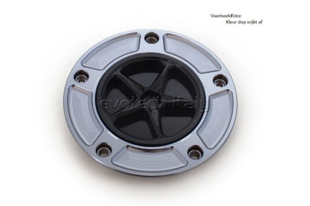 Afbeeldingen van Tankdop met schroefdop Evotech diverse Kawasaki modellen titanium/matzwart