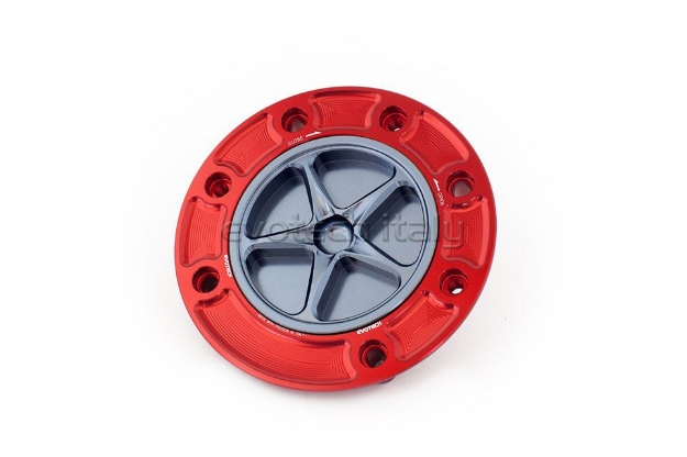 Afbeeldingen van Tankdop met schroefdop Evotech Suzuki 7 bouten (SU1) rood/titanium