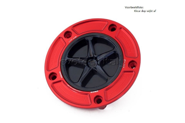 Afbeeldingen van Tankdop met schroefdop Evotech Suzuki 5 bouten (SU2) rood/matzwart