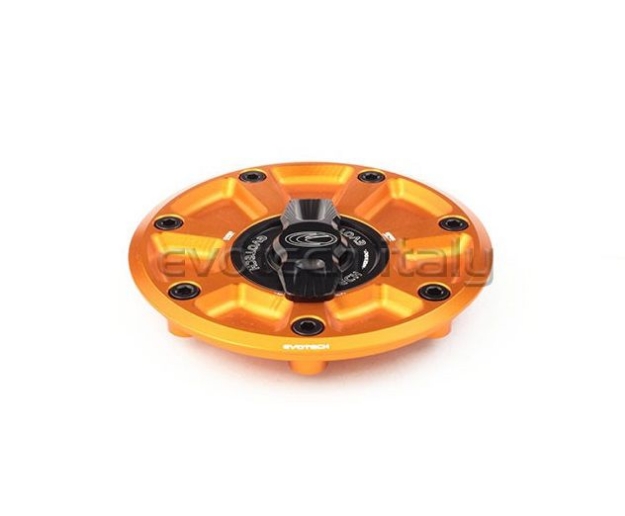 Afbeeldingen van Tankdop met snelsluiter van Evotech voor KTM Duke 790 oranje/blauw