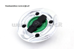 Afbeeldingen van Tankdop met snelsluiter van Evotech voor diverse Aprilia / Ducati / KTM / MV Agusta -zilver/groen