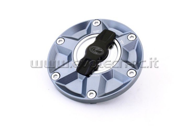 Afbeeldingen van Tankdop met snelsluiter van Evotech voor diverse Aprilia / Triumph / MV Agusta titanium/zilver