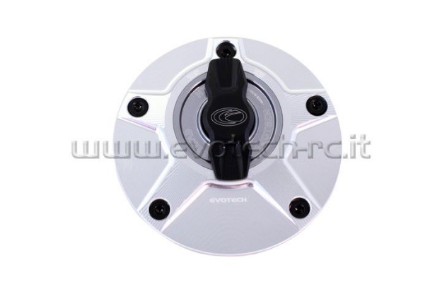 Afbeeldingen van Tankdop met snelsluiter van Evotech voor diverse Yamaha / Ducati / MV Agusta zilver/titanium