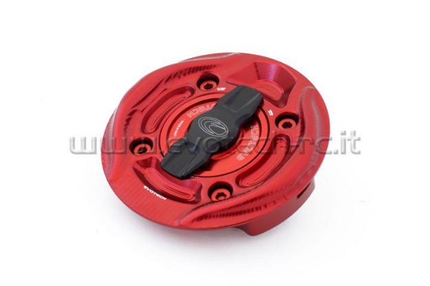 Afbeeldingen van Tankdop met snelsluiter van Evotech voor diverse Ducati modellen rood/rood