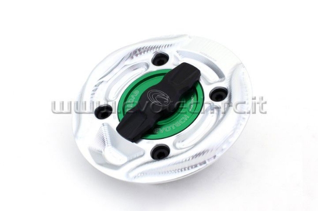 Afbeeldingen van Tankdop + snelsluiter Evotech zilver/gro