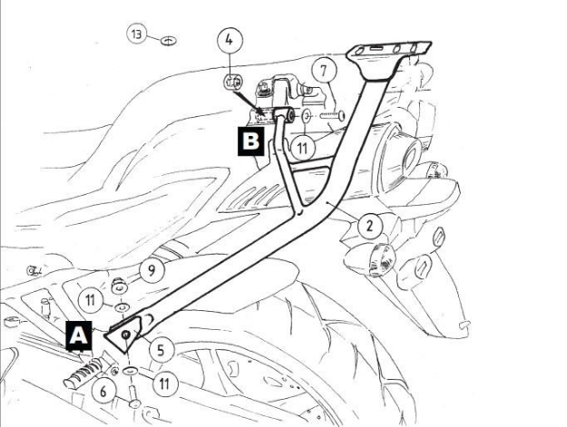 Afbeeldingen van Topdrager zwart Alurack Hepco&Becker Yamaha FZ6 / Fazer '07-'09