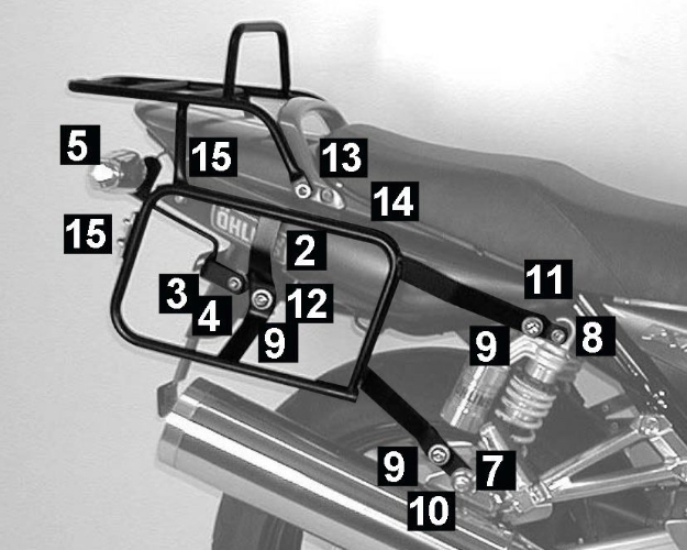 Afbeeldingen van kofferrek zwart Hepco & Becker Lock-it Yamaha XJR1300 /SP '04-'06