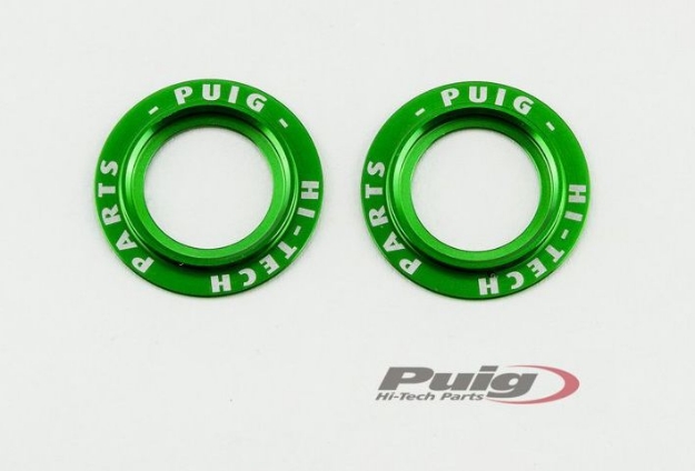 Afbeeldingen van Aluminium ring voor- en achterasprotector -groen (per set)