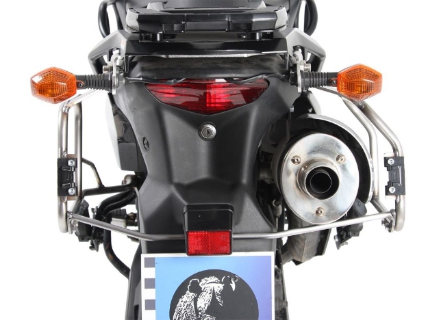 Afbeeldingen van Kofferrek RVS Hepco&Becker voor 'Cutout' Xplorer zijkoffers Suzuki DL650 V-Strom '04-'11