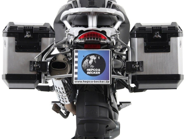 Afbeeldingen van Kofferset Hepco&Becker 'Cutout' met RVS rek en Xplorer koffers BMW R1200GS / Adventure '08-13