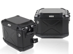 Afbeeldingen van Kofferset Hepco&Becker 'Cutout' met RVS rek en Xplorer BLACK koffers BMW R1200GS '04-'12/ Adventure '08-'13