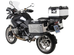 Afbeeldingen van Kofferset Hepco&Becker 'Cutout' met RVS rek en Xplorer BLACK koffers BMW R1200GS '04-'12/ Adventure '08-'13