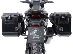 Afbeeldingen van Kofferset Hepco&Becker 'Cutout' met RVS rek en Xplorer BLACK koffers Harley Davidson Pan America '21-