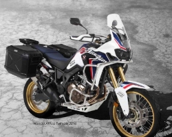 Afbeeldingen van Kofferset Hepco&Becker 'Cutout' met RVS rek en Xplorer BLACK koffers Honda CRF1000L Africa Twin '16-'17