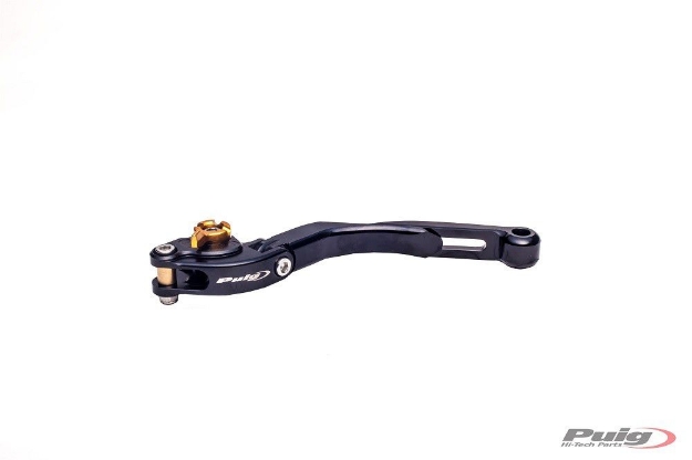 Afbeeldingen van Koppelingshendel Puig opklapbaar/ uitschuifbaar zwart/goud/zwart