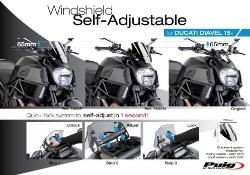 Afbeeldingen van Vervangingsruit naked bike touring verstelbaar Puig Ducati Diavel '14-18